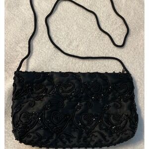 Valerie Stevens Beaded Black Purse Elegant‎ Stylish with Mirror